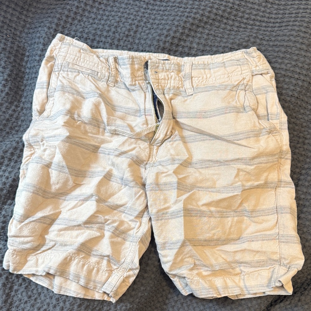 Men's Beige Striped Casual Shorts